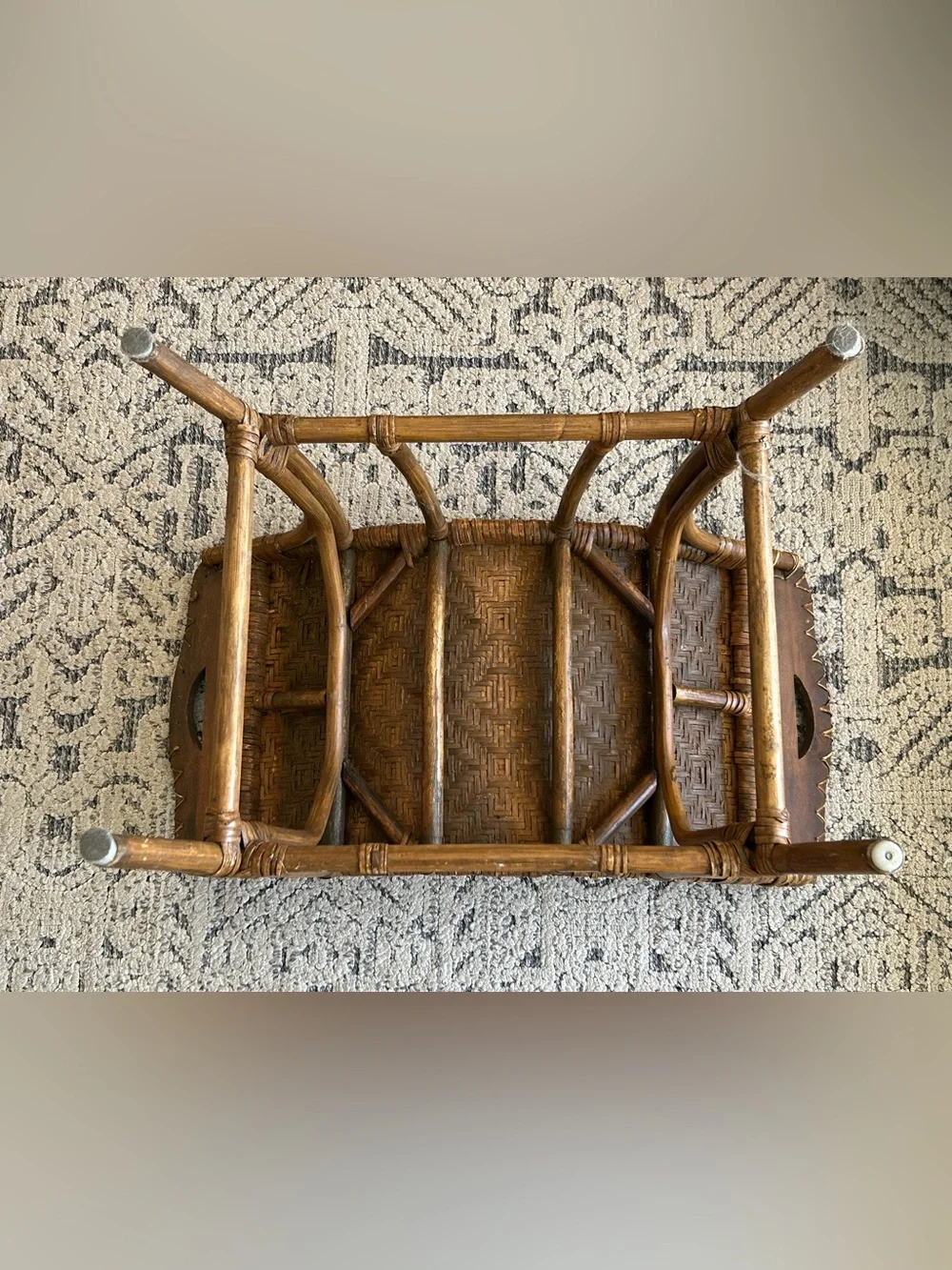 Vintage Woven Rattan Accent Bench - Brown
